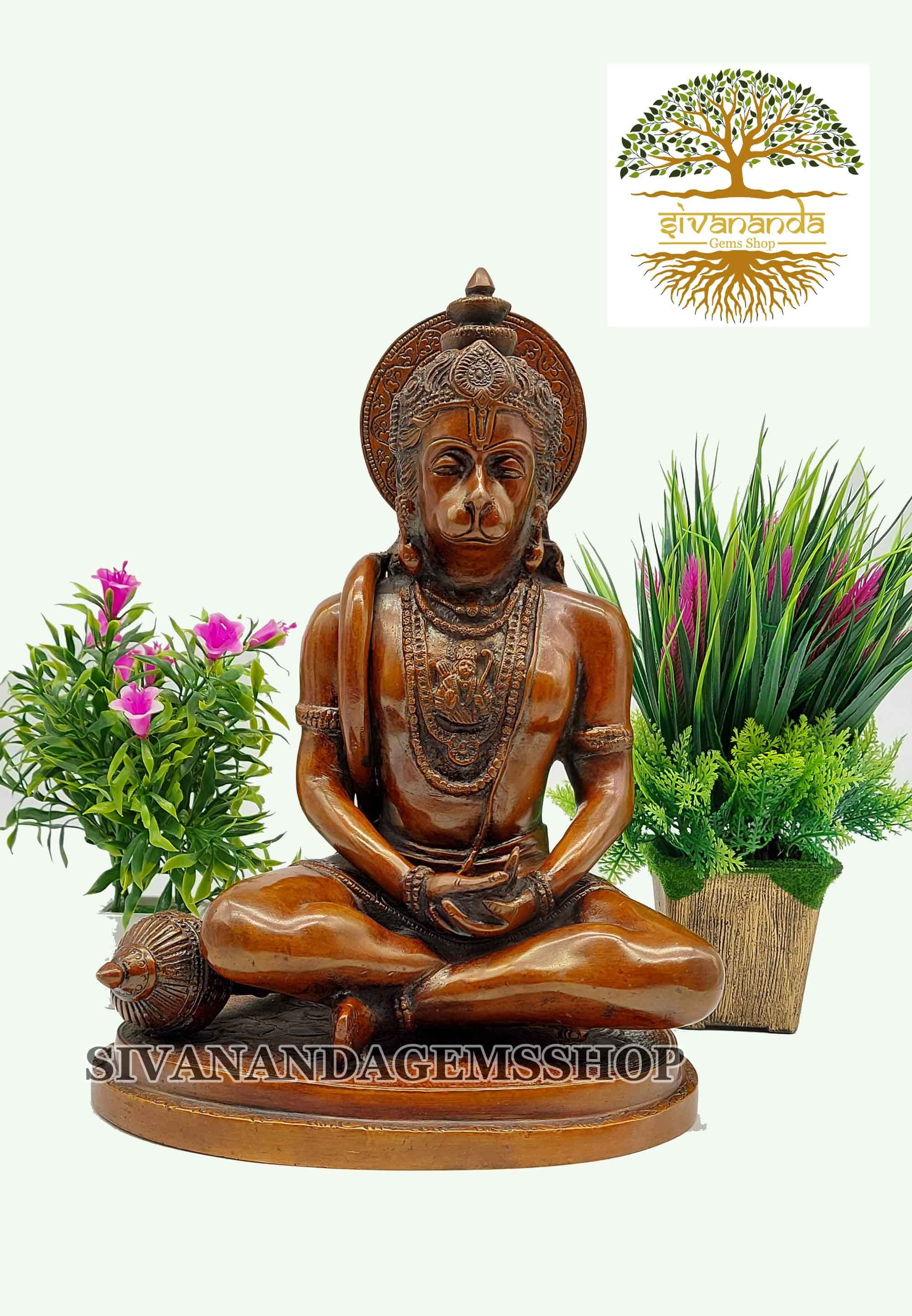 Hanuman Statue'ram Bhakta Idol Brass 12.5 Inches Maruti Nandan Statue"Monkey God Ji For Temple"