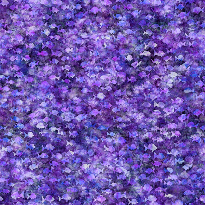 Aquatica Fish Blender Purple 28127-V By Qt Fabrics 100% Cotton Quilting Fabric Yardage