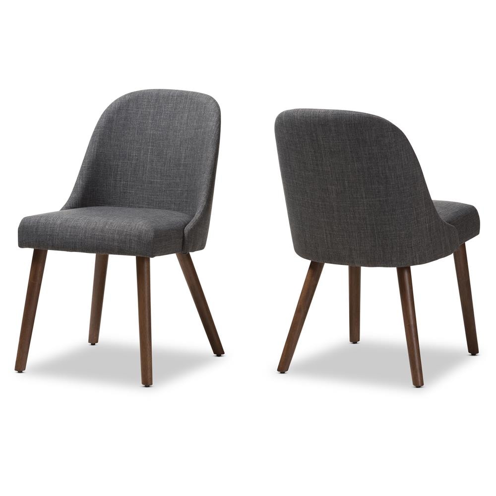 Baxton Studio Set of 2 Cody Contemporary/Modern Polyester/Polyester Blend Upholstered Dining Side Chair (Composite Frame) in Gray | 144-2PC-7942-LW