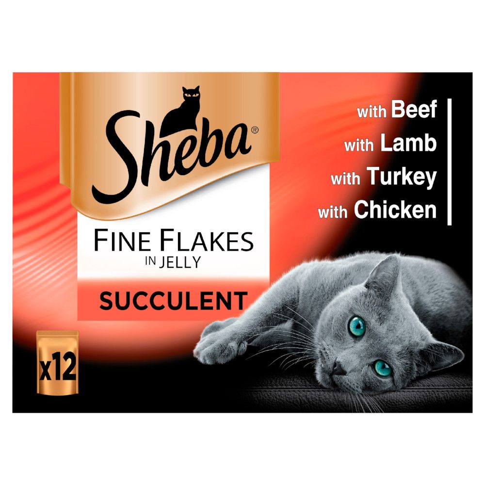 Sheba Pouches Fine Flakes 48 x 85g - Succulent Collection in Jelly