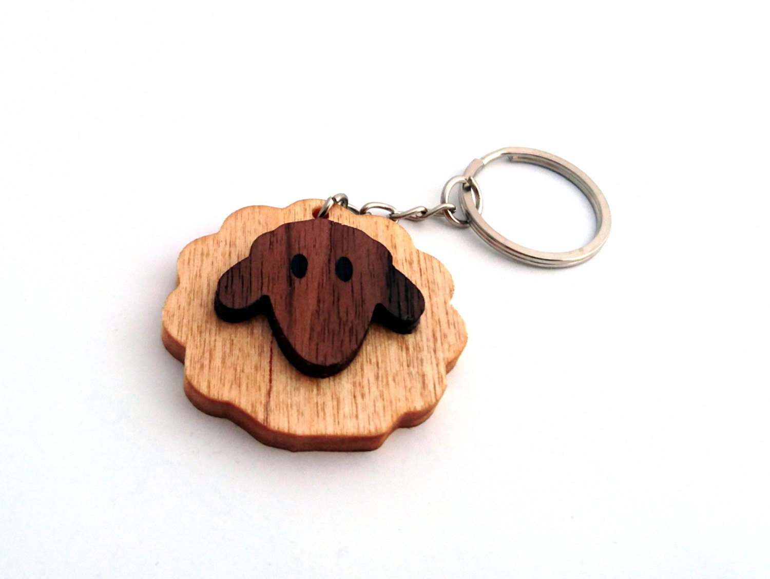 Cute Sheep Wooden Keychain, Walnut Wood, Birch Wood, Animal Environmental Friendly Green Materials
