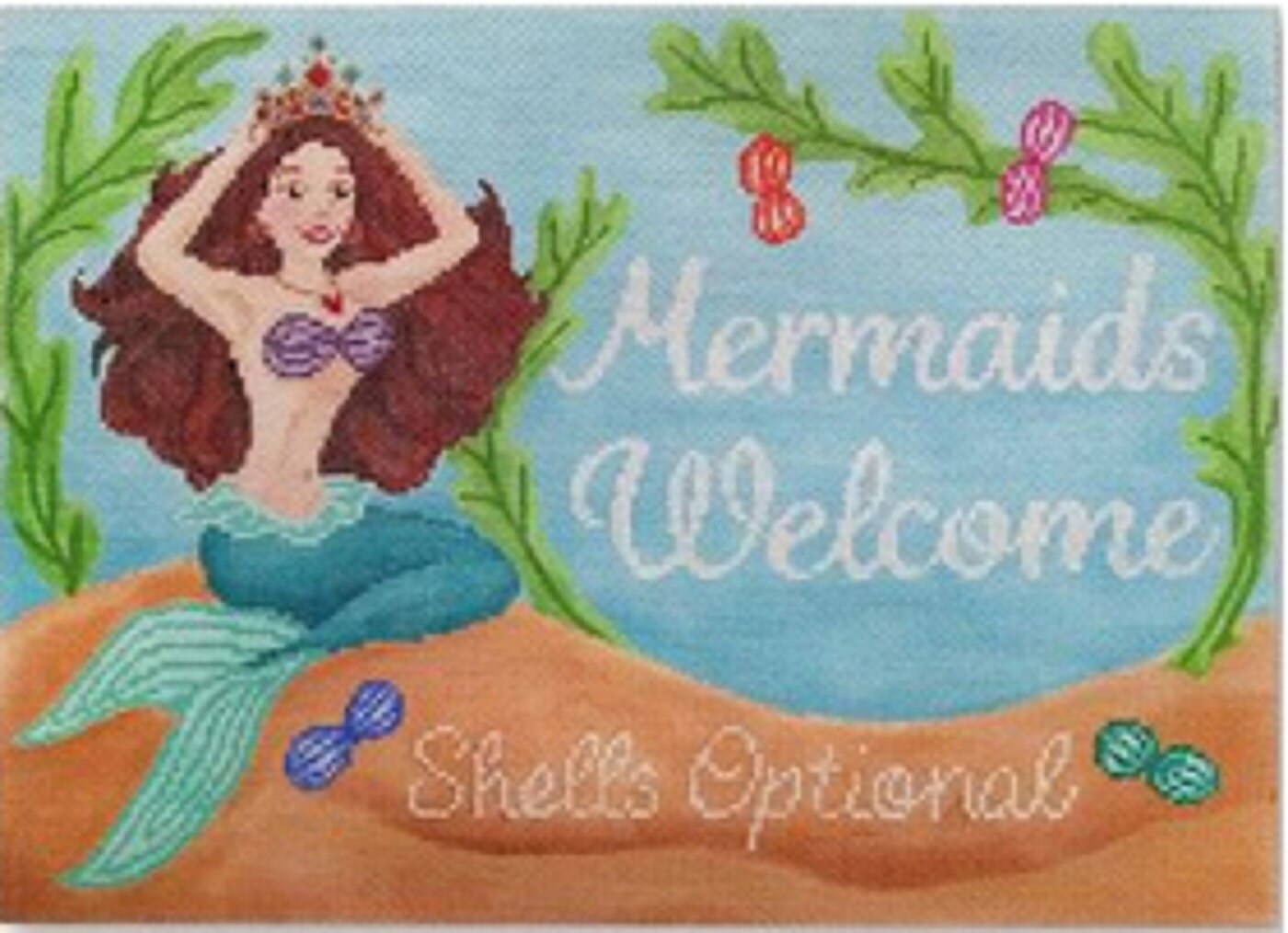Handpainted Needlepoint Cbk Mermaids Welcome 8x11 -Free Us Shipping