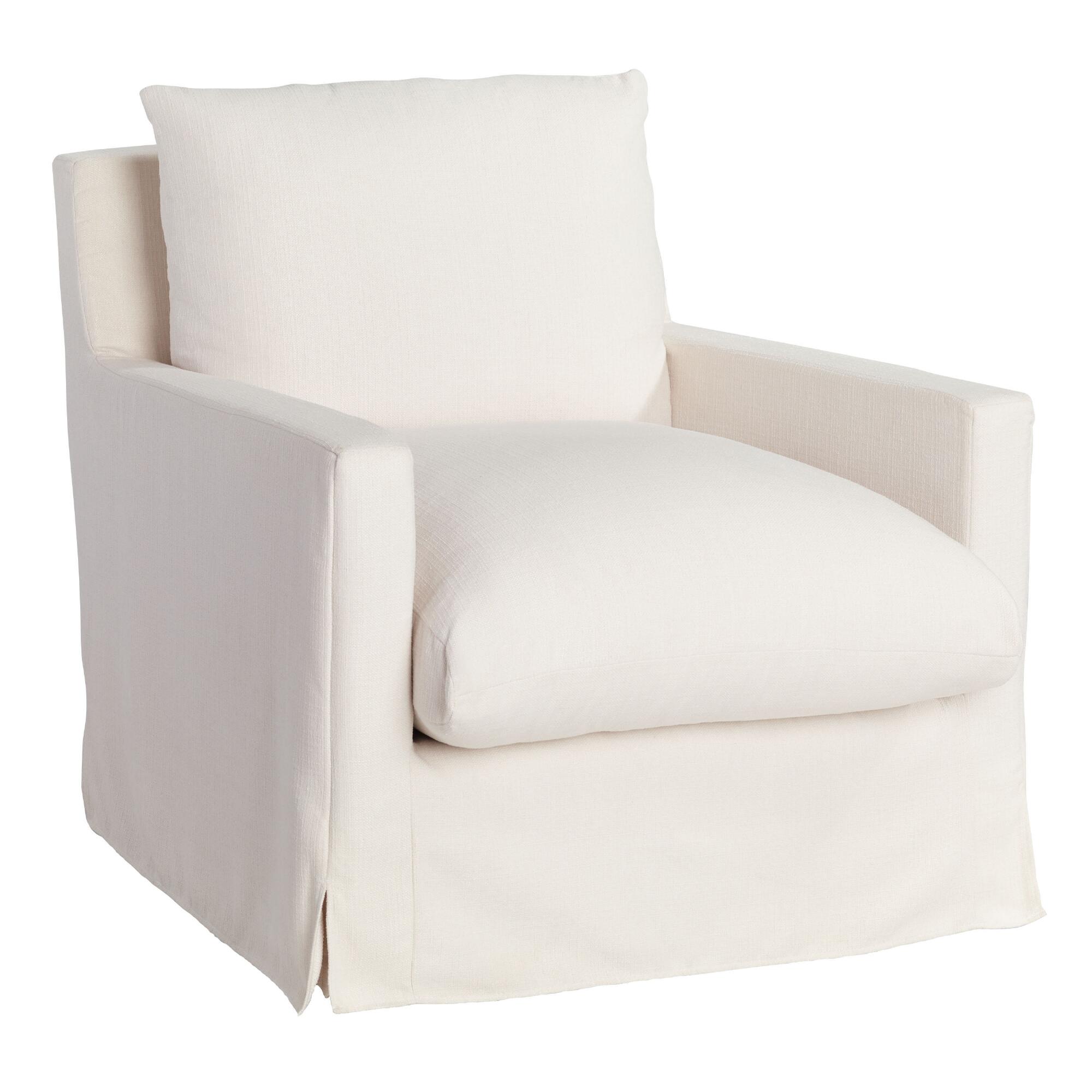Ivory Feather Filled Brynn Swivel Chair by World Market