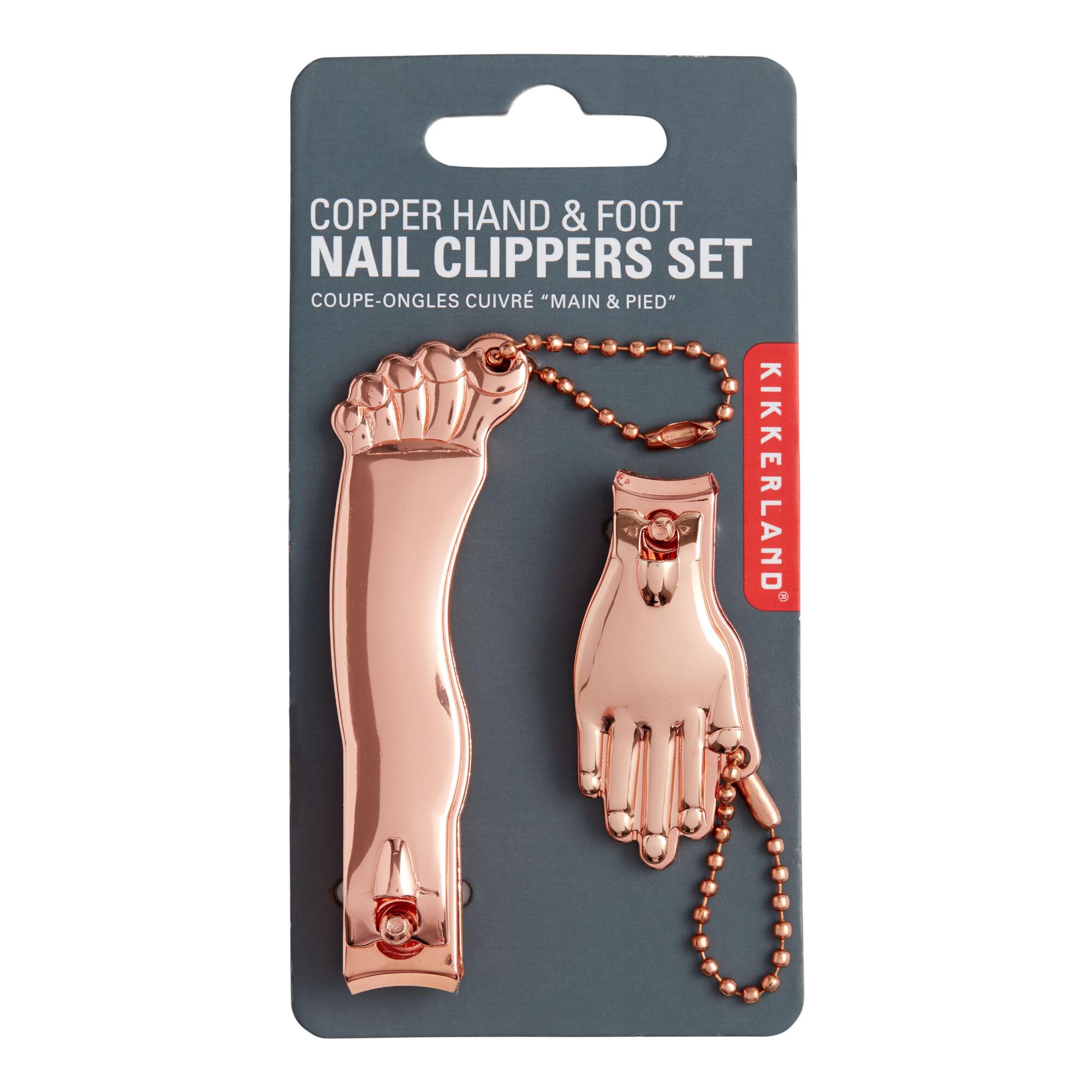 Kikkerland Silver Hand & Foot Shaped Nail Clippers Set: Gold - Metal by World Market