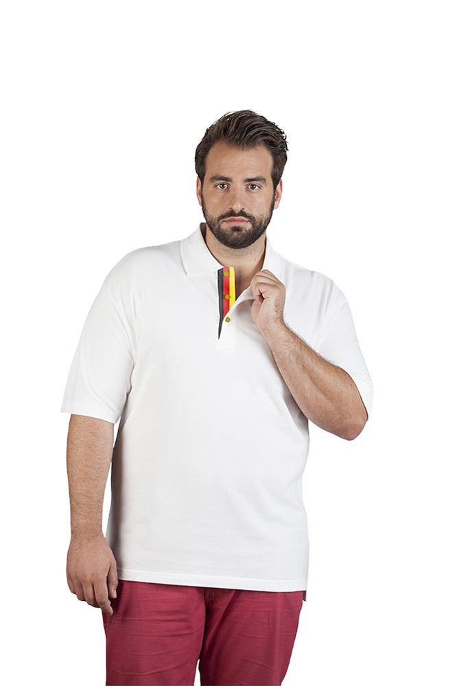 Fanshirt Deutschland Superior Poloshirt Plus Size Herren, Weiß, XXXL