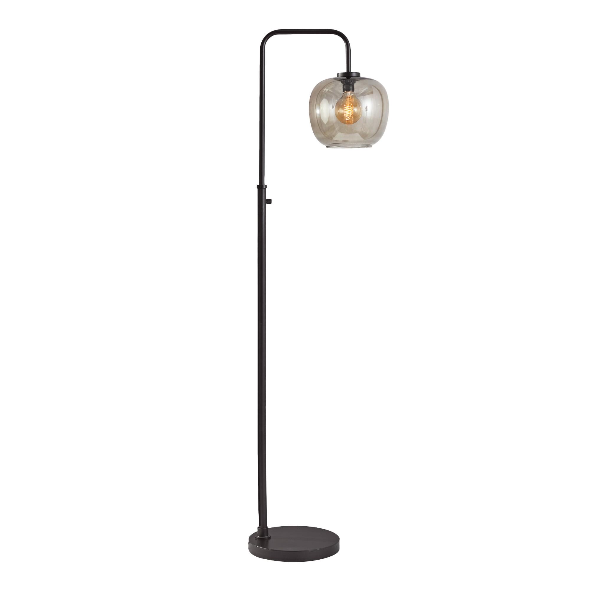 Matte Black and Smoky Glass Meyer Floor Lamp: Black/Gray by World Market