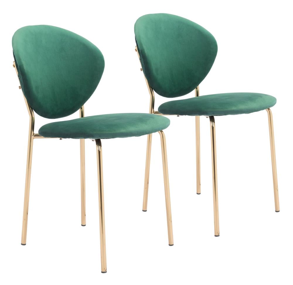 Zuo Modern Set of 2 Clyde Contemporary/Modern Polyester/Polyester Blend Upholstered Dining Side Chair (Metal Frame) in Green | 101519