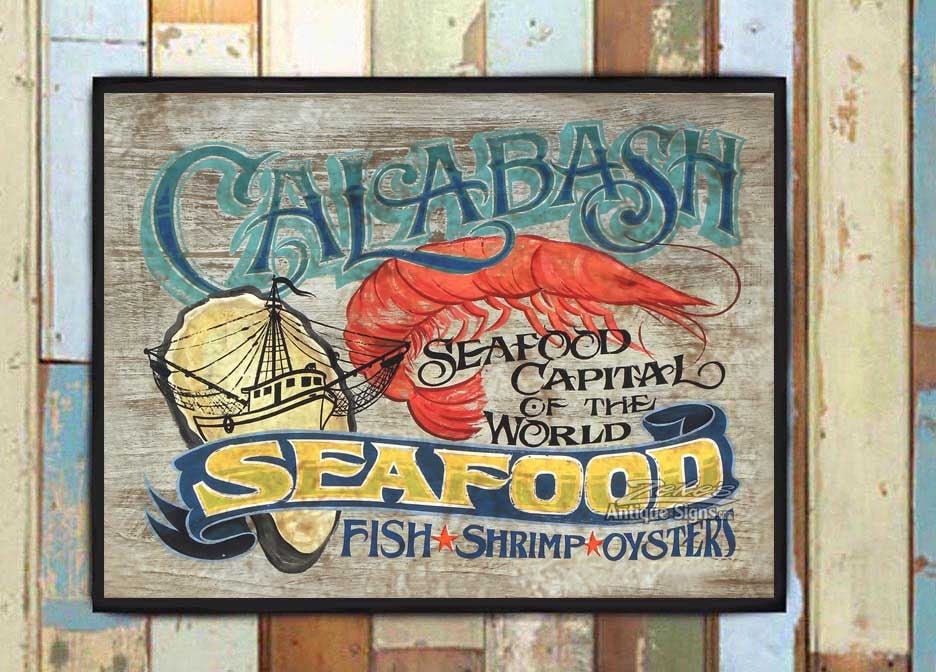 Art Print Calabash Nc Restaurant, Vintage Style Seafood Sign, Boil Restaurant Decor, Decor