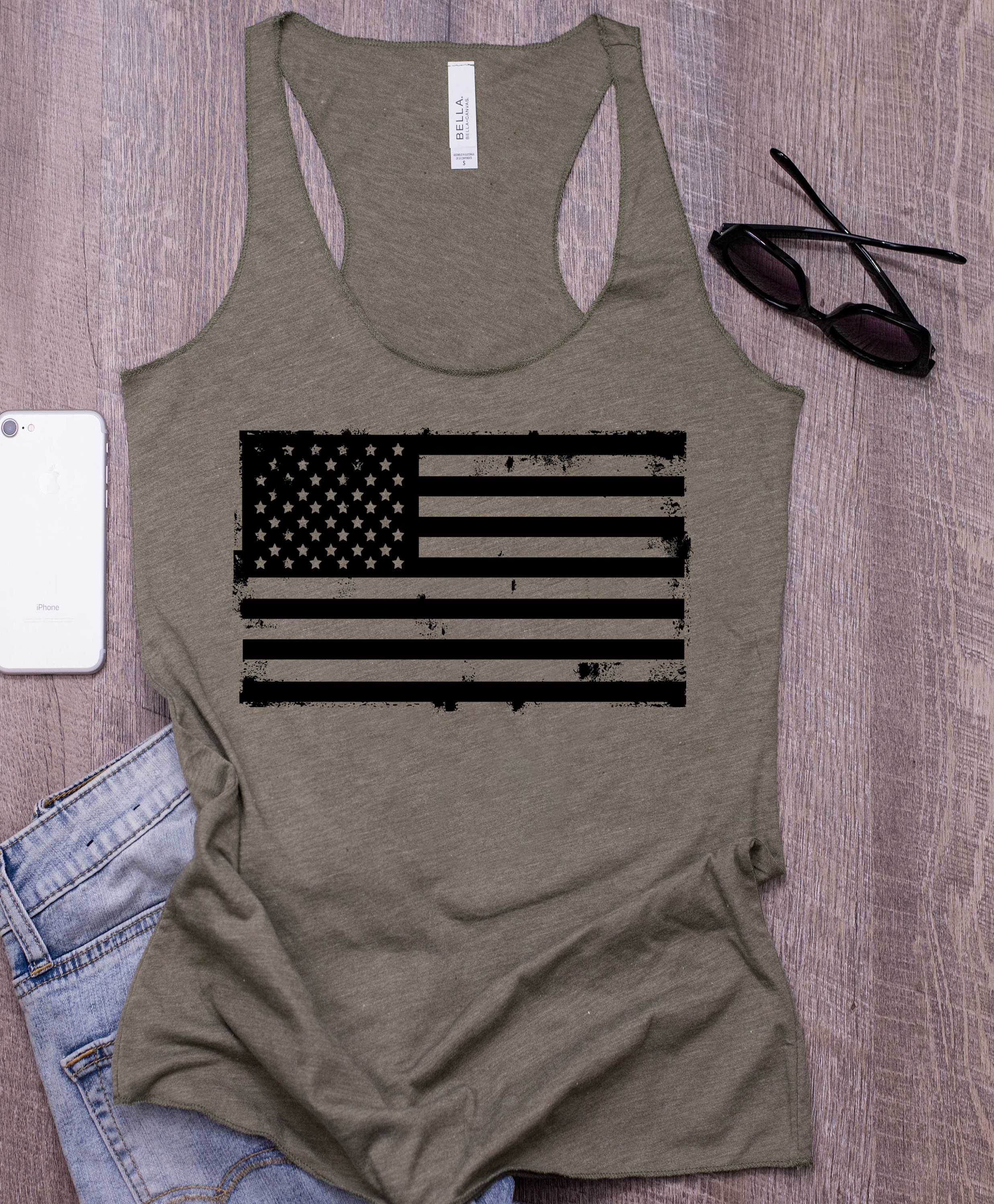 Fourth Of July Distressed Grunge Flag Patriotic Womens Tank Top