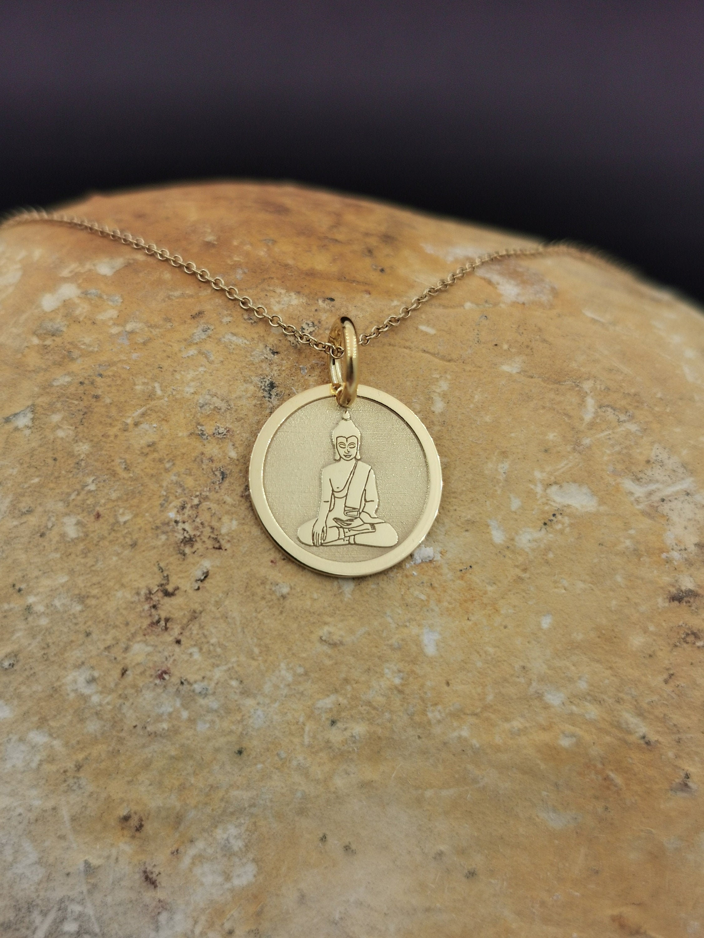 Dainty 14K Solid Gold Buddha Necklace, Personalized Pendant, Buddhist Jewelry