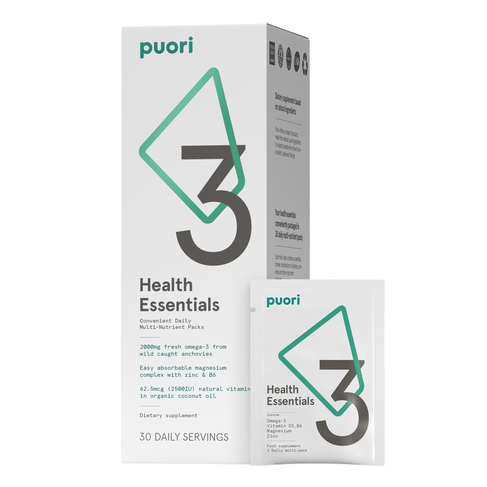 Puori - P3 Health Essentials Omega-3 D3 B6 Magnesium & Zinc Multi-Packs - 30 Pack(s)