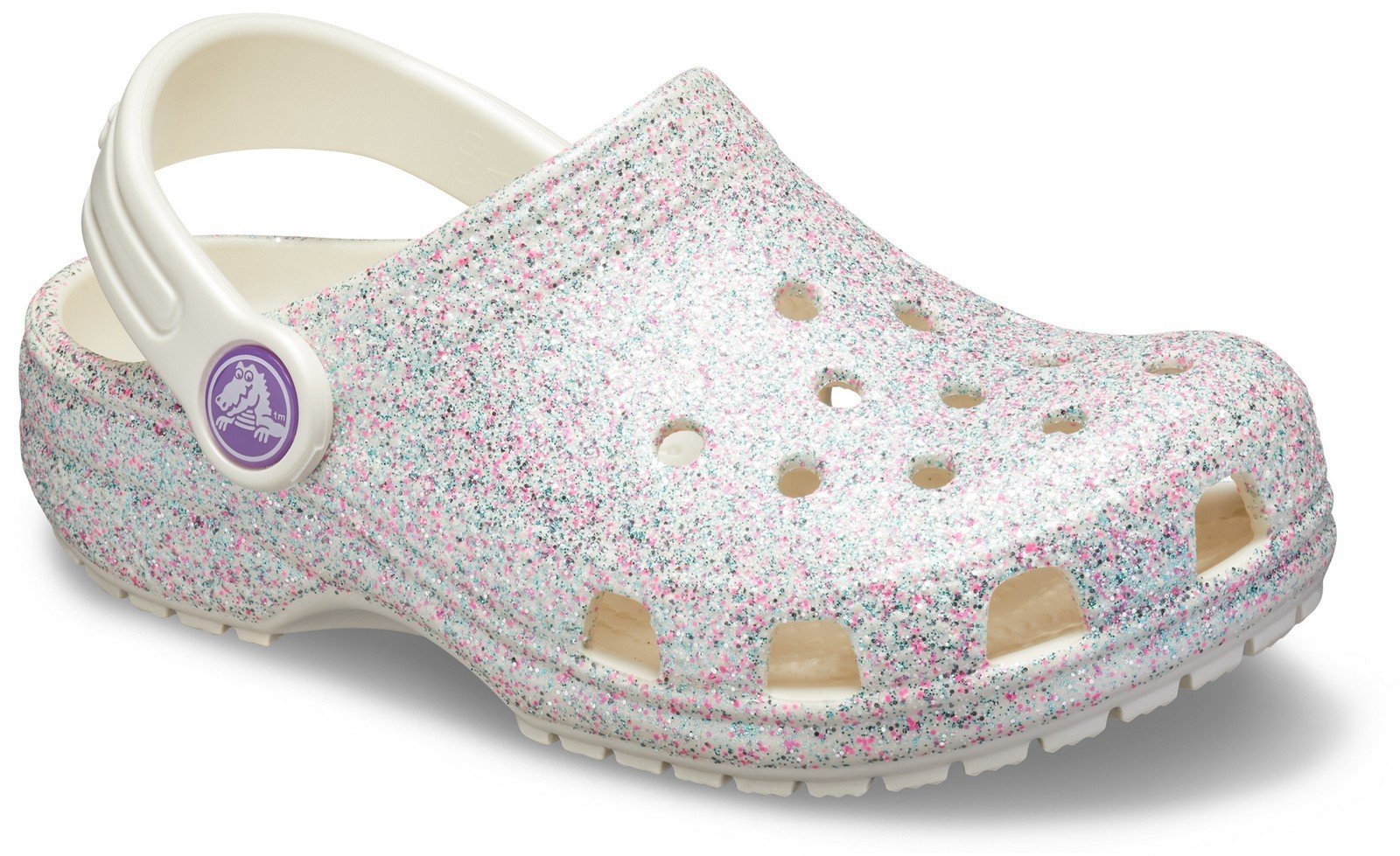 Crocs Kid's Classic Glitter Clog Slip On Sandal Oyster 27505 - Oyster 4 UK