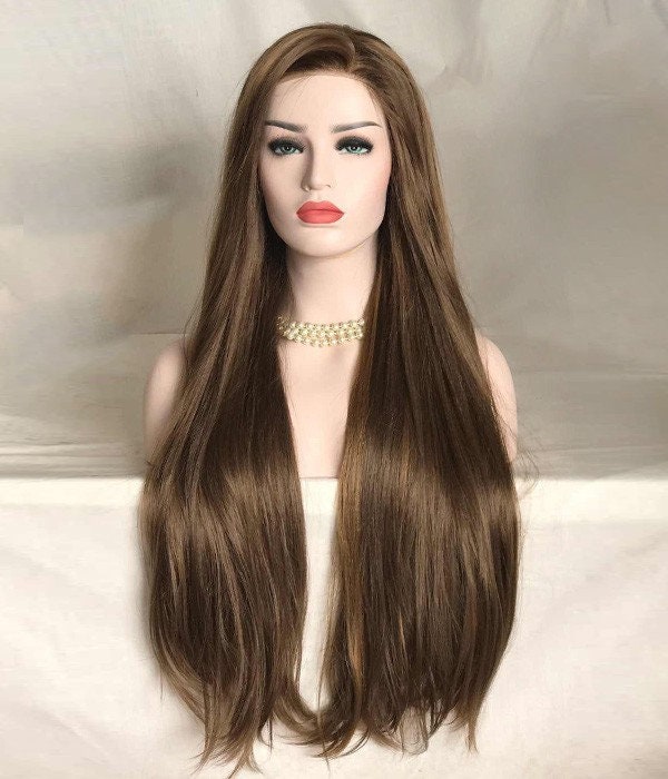 Custom Lace Front Russian #3/9 Blended Straight Double Drawn Human Hair Wig 24 180% Density
