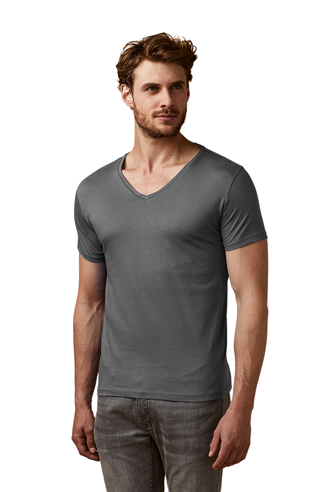 X.O V-Ausschnitt T-Shirt Herren, Stahlgrau, XL