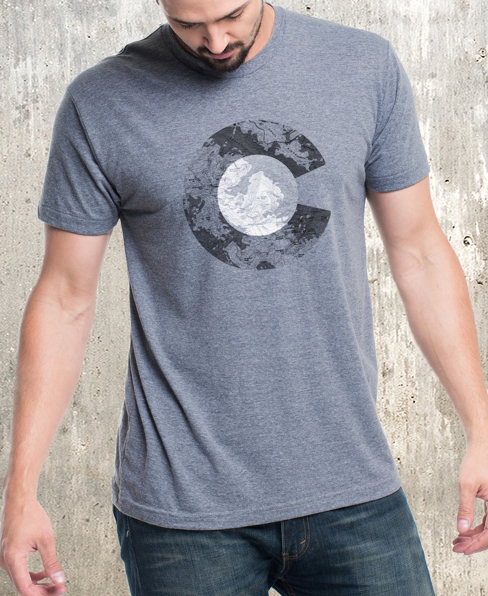 Men's Tri-Blend T-Shirt - Topographic Colorado T Shirt Gifts Simple/Unisex Tee | Athletic Gray