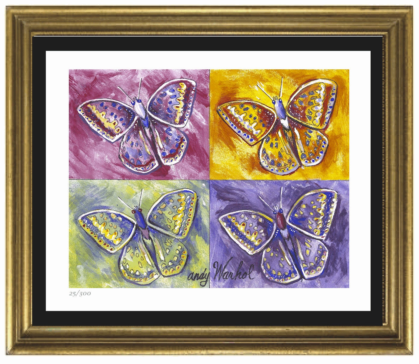 Andy Warhol Butterflies Limited Edition Lithograph Print, Plate-Signed & Hand-Numbered "Butterflies" | Unframed"
