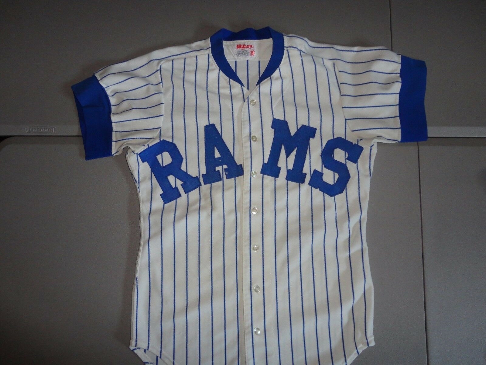 Vtg Rare Rams #23 Wilson Brand Sewn Pin Stripe Baseball Jersey Adult 38