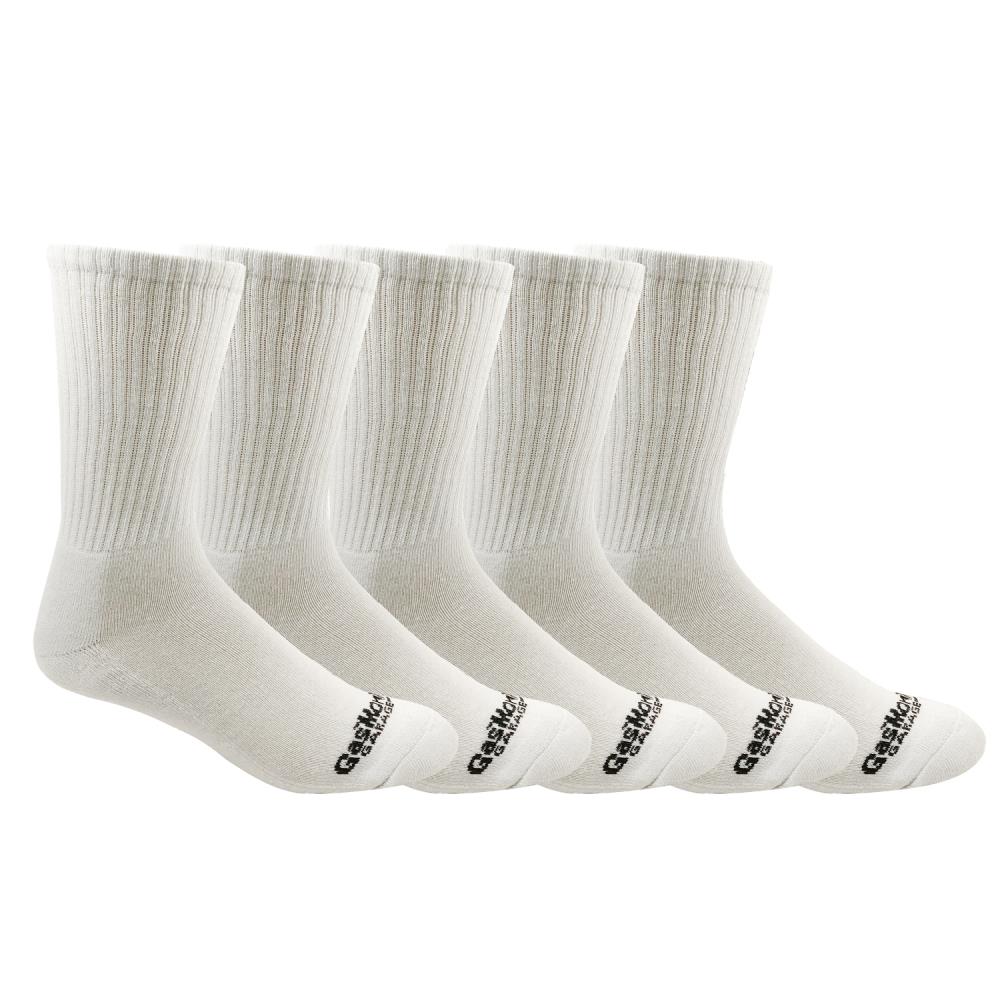 Gas Monkey Garage 5-Pack Men's Cotton Blend Crew Socks (Size 8 To 12) Polyester in White | GMM13067C5-WHT913