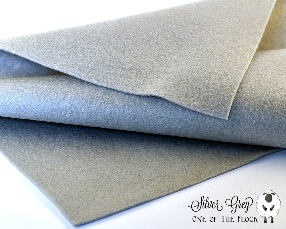 Silver Grey Wool Felt, Merino Blend Felt Yardage, Fabric, Gray Yardage