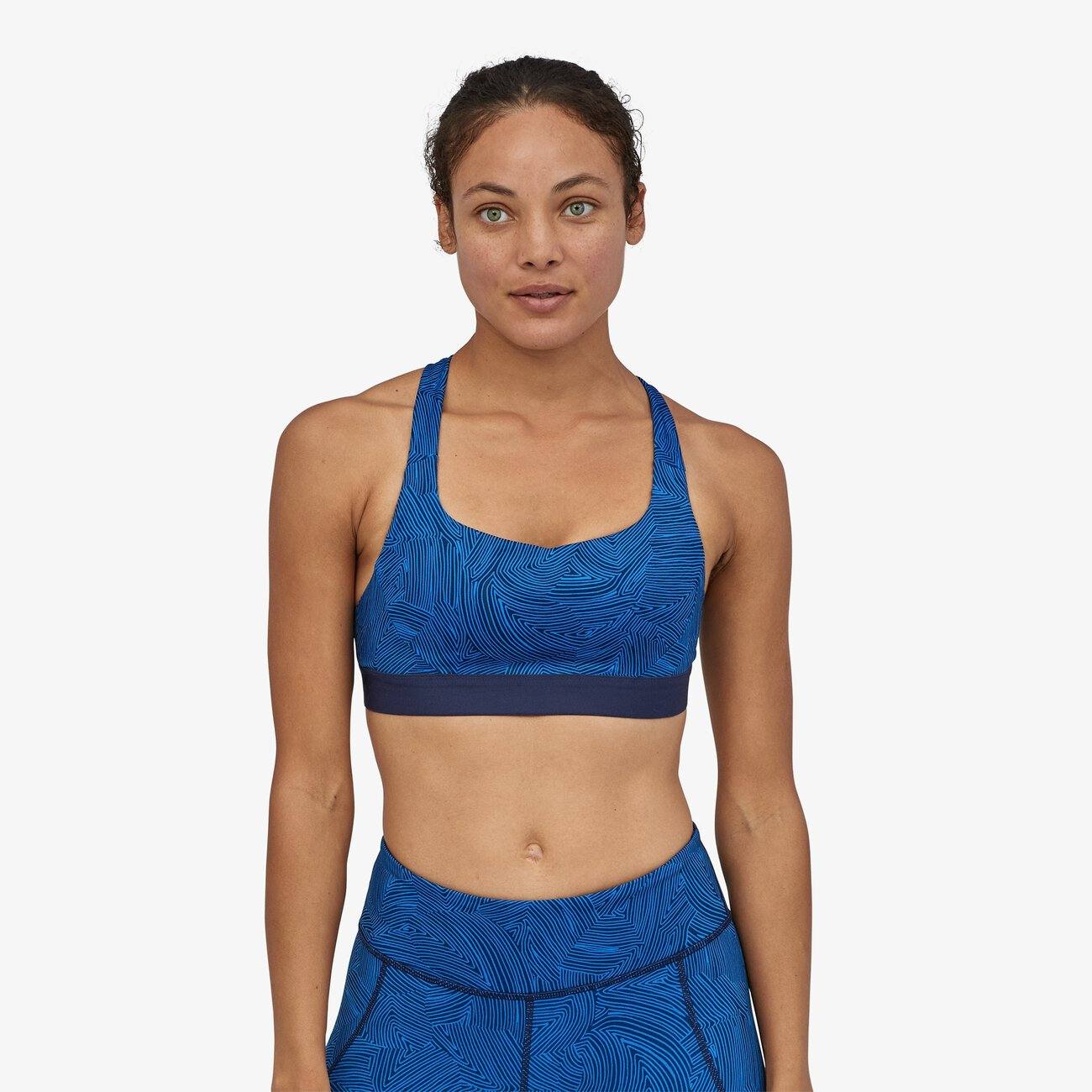 Patagonia Women's Switchback Sports Bra - Recycled Polyester, Terraced Fields: Bayou Blue / XL