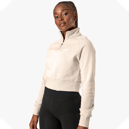 Essential Cropped Sweater, Beige