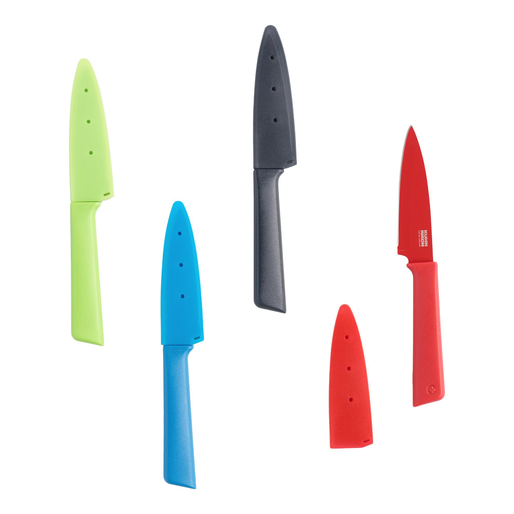 Kuhn Rikon Colori 4 Inch Carbon Steel Paring Knives Set of 4 by World Market