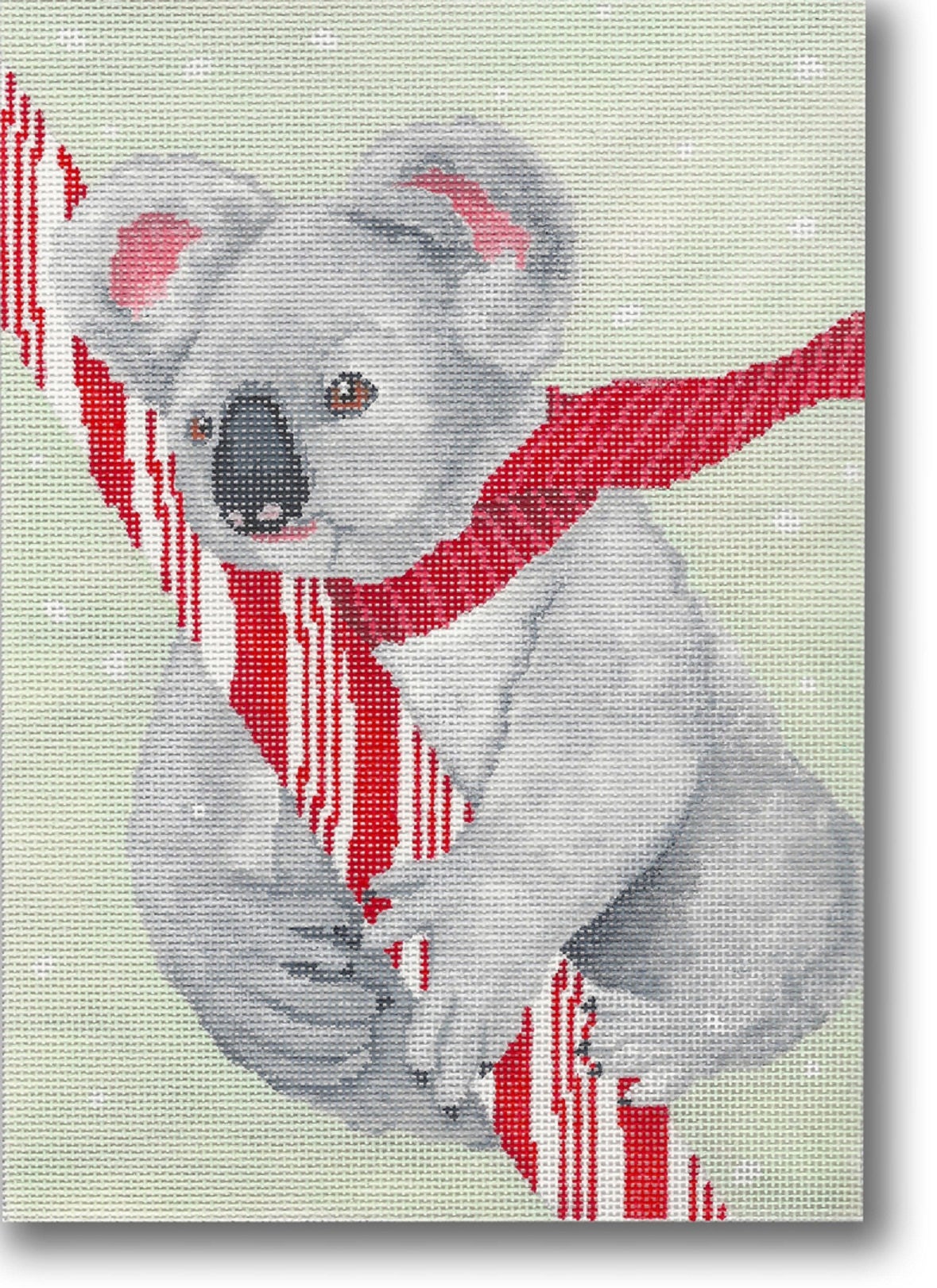 Needlepoint Handpainted Christmas Scott Church Koala With Candy Cane 7x10 -Free Us Shipping