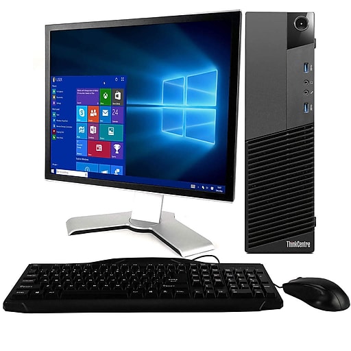 Lenovo M83 Refurbished Desktop Computer with 20" Monitor, Intel PentiumG 3.2GHz, 8GB Memory, 120GB SSD, Windows 10 Pro