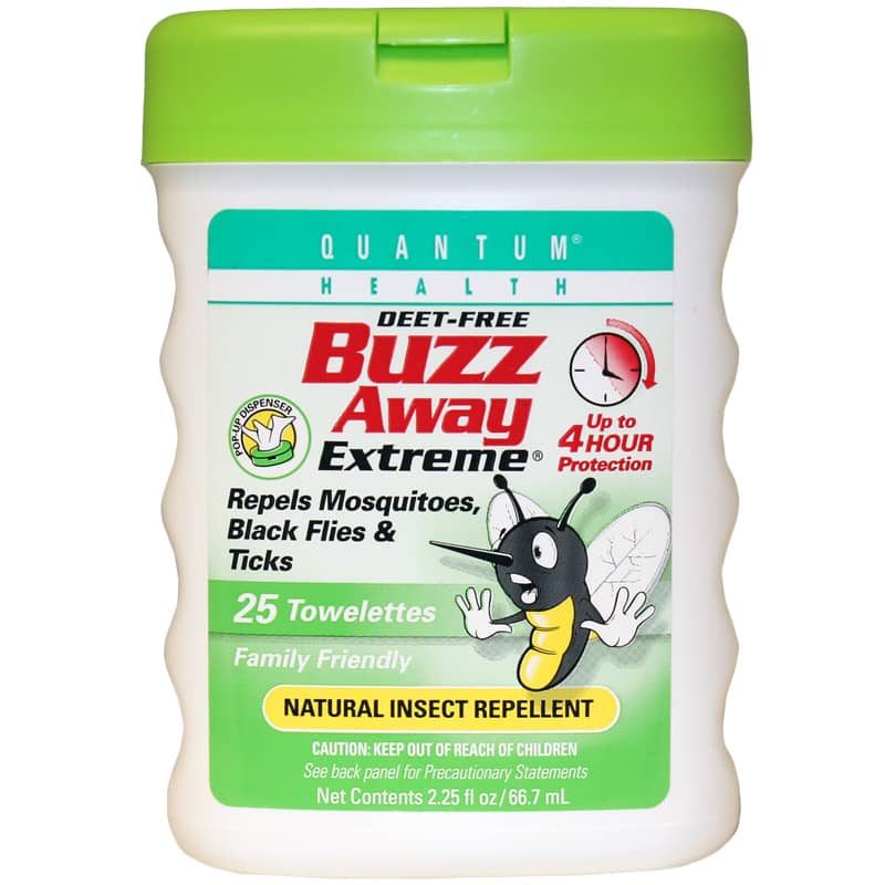 Quantum Health Buzz Away Extreme Natural Insect Repllent Deet-Free Towelettes 25 Towelettes