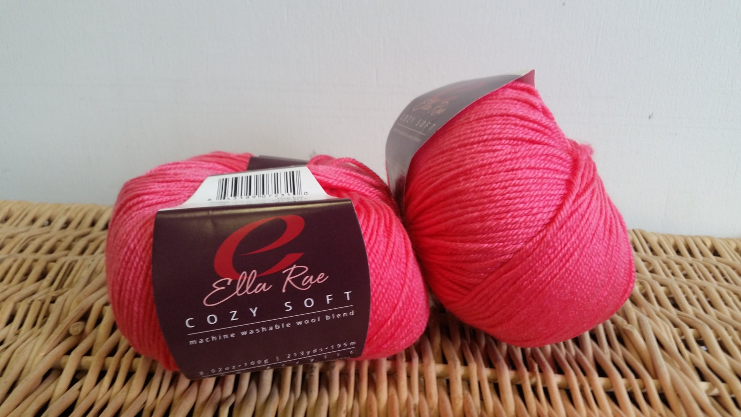 Worsted Wool Blend Yarn, Baby Ella Rae Cozy Soft Pink Coral 30, Washable Yarn