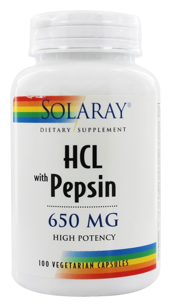 Solaray - HCL with Pepsin High Potency 650 mg. - 100 Capsules