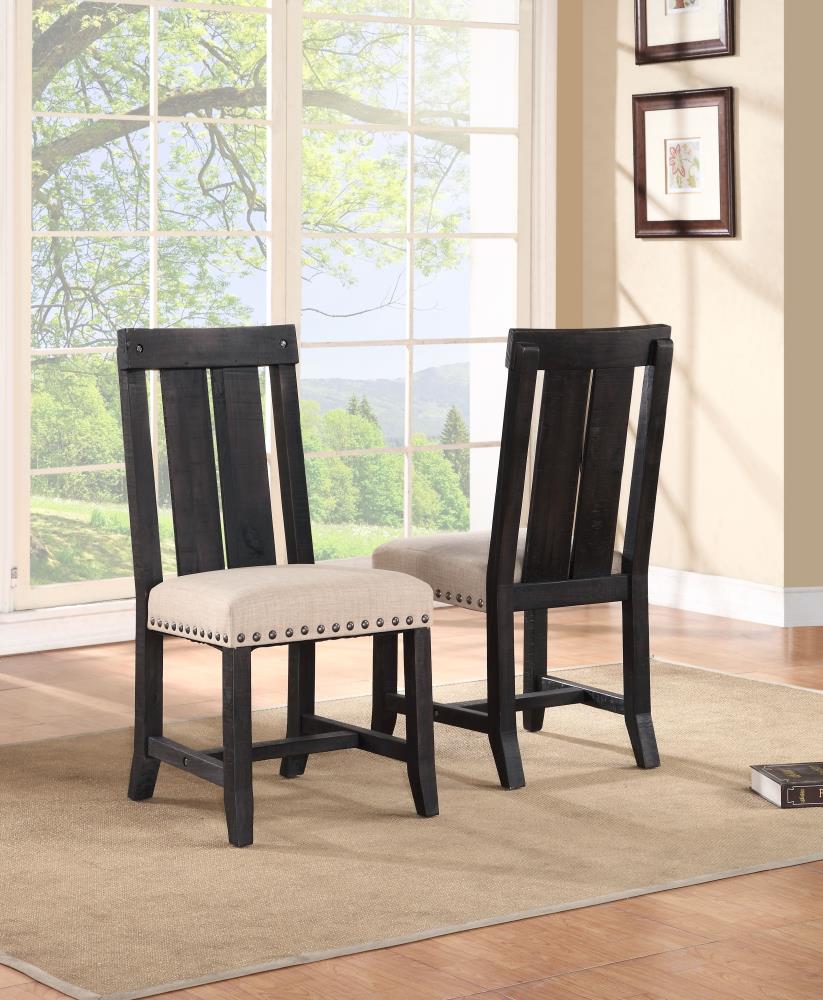 Modus Furniture Yosemite Rustic Polyester/Polyester Blend Upholstered Dining Side Chair (Wood Frame) in Black | 7YC966W
