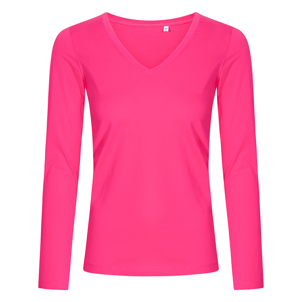 X.O V-Ausschnitt Langarmshirt Plus Size Damen, Pink, XXXL