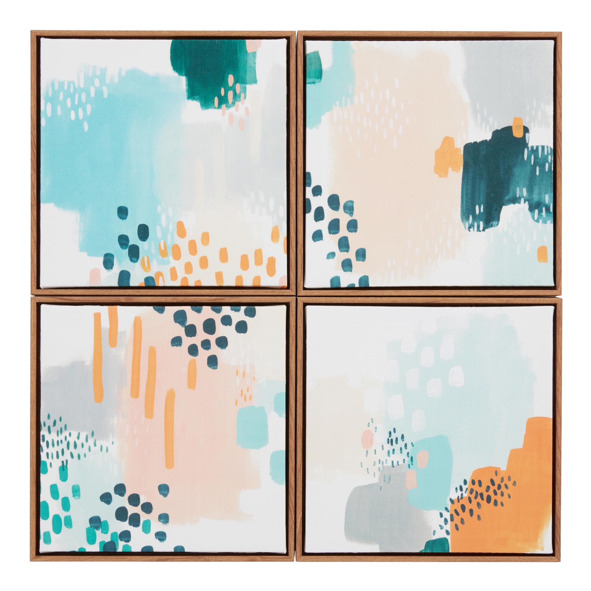 Blue And Orange Abstract Framed Canvas Wall Art 4 Piece: Multi by World Market