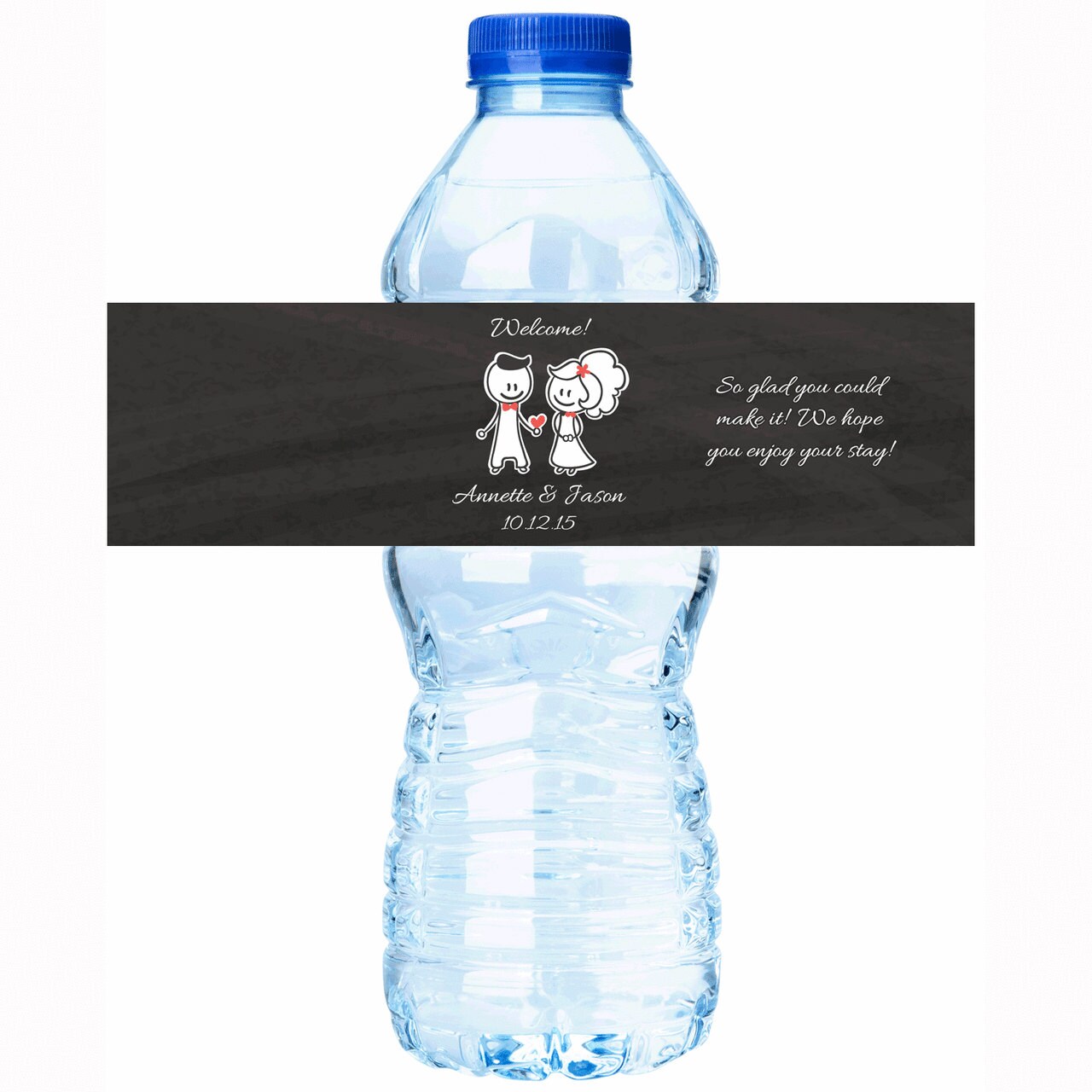 30 Personalized Cartoon Wedding Couple Water Bottle Labels - Bride & Groom
