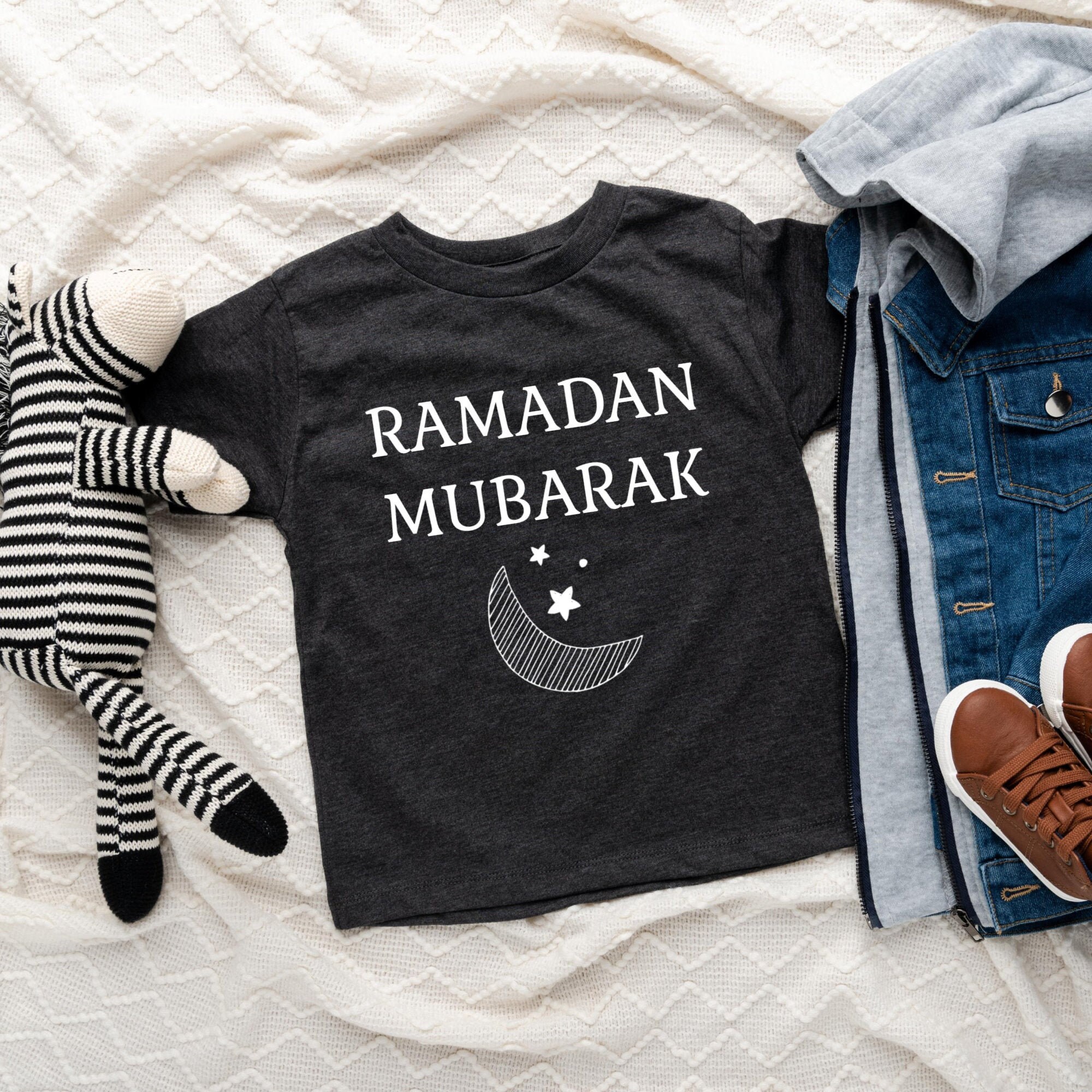 Ramadan Mubarak Shirt, Toddler T-Shirt, Kids Kareem Mubarak, Happy , Personalized High Quality Tee