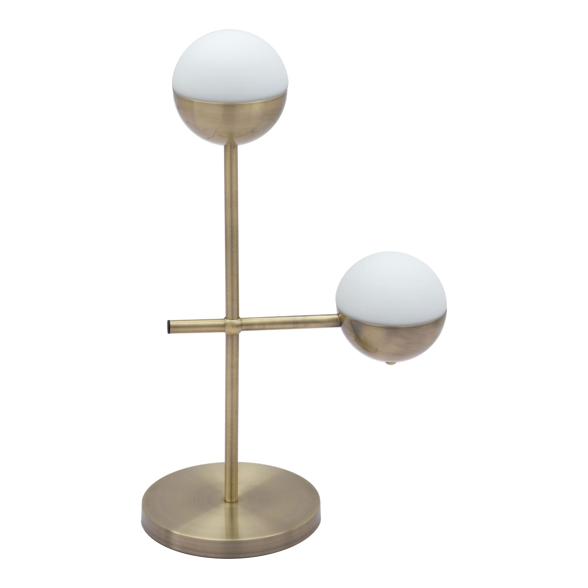 Brushed Brass and Frosted Glass Lowell Table Lamp: Gold by World Market