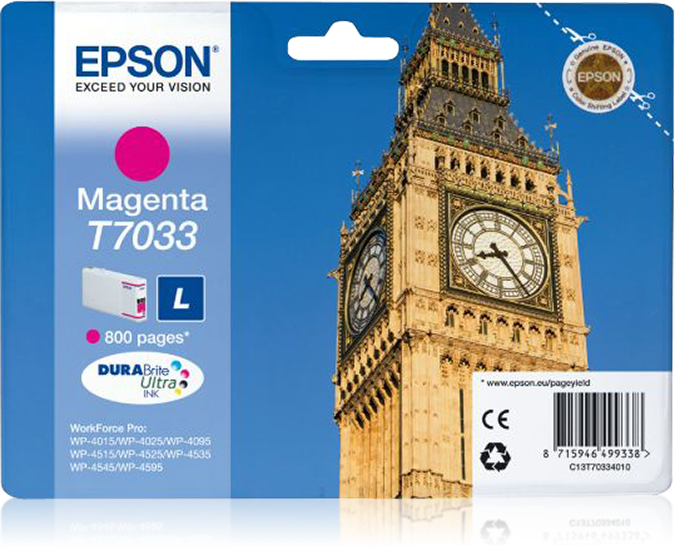 Epson C13T70334010 (T7033) Ink cartridge magenta, 800 pages, 10ml