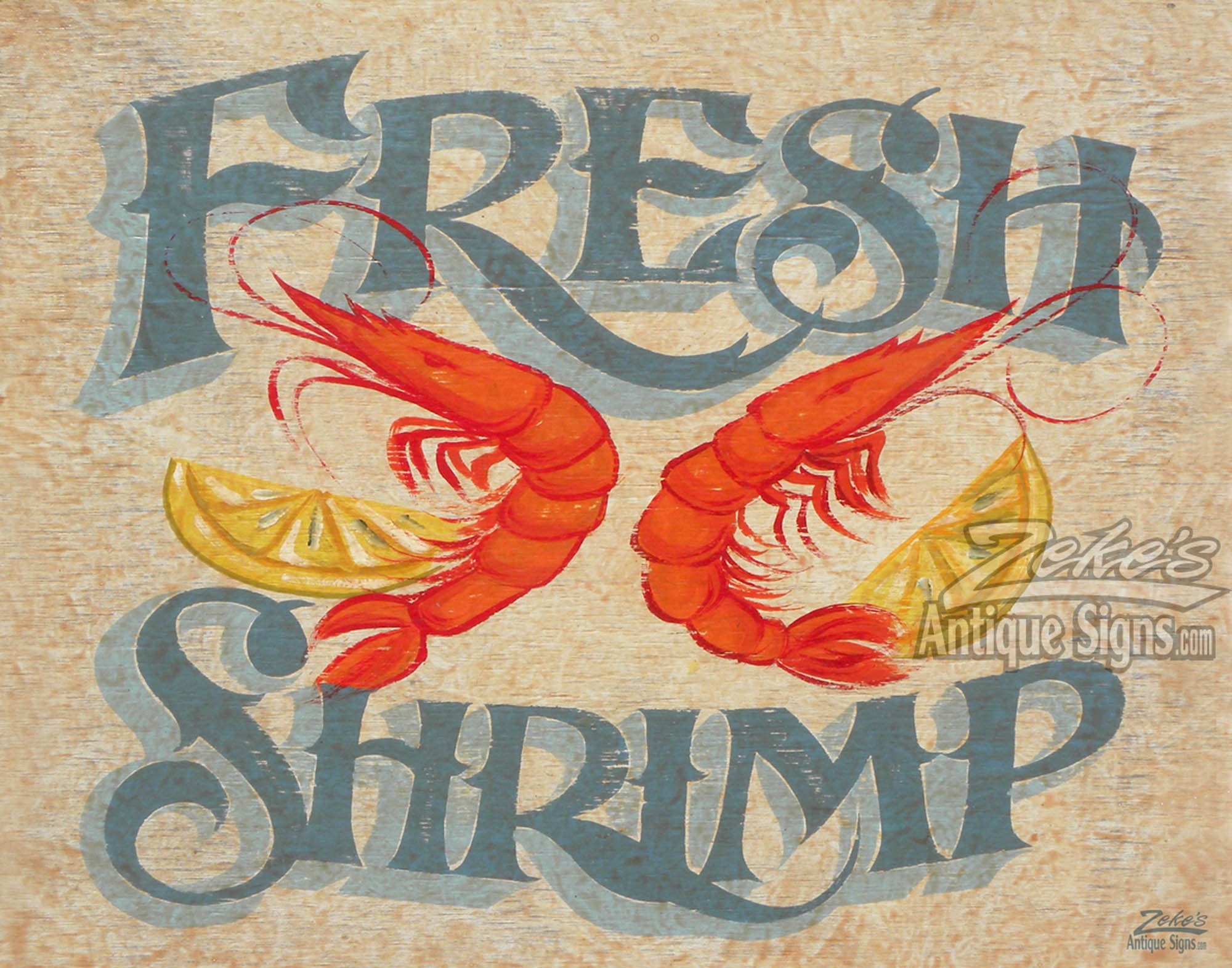Shrimp Print From An Original Hand Painted & Lettered Sign. Beach House Decor, Kitchen Party Print, Back Porch Low County