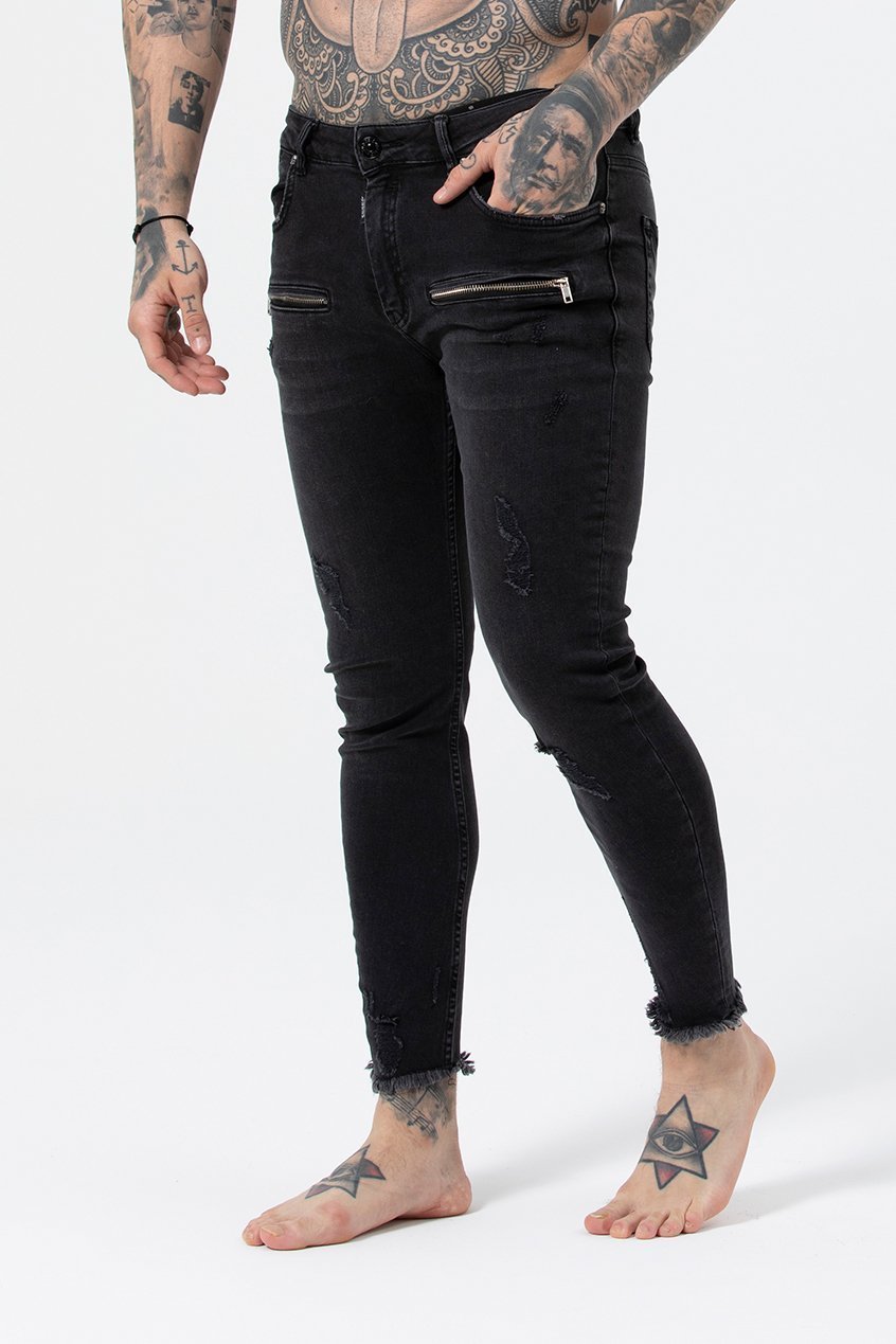 Kurt Men's Skinny Fit Jeans - Dark Grey Wash, 32 inch waist