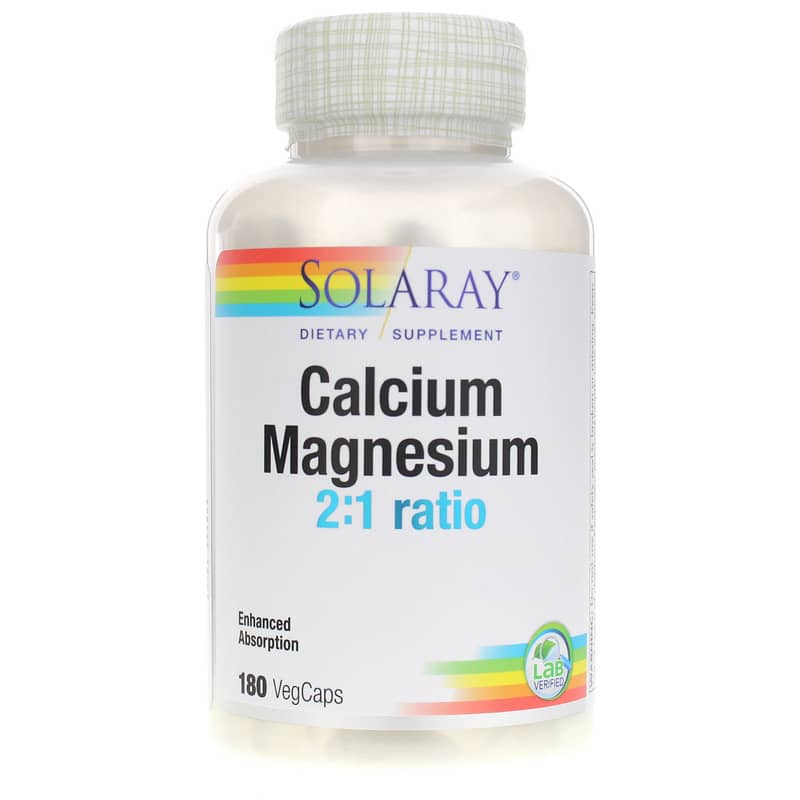 Solaray Calcium Magnesium 2:1 Ratio 180 Veg Capsules