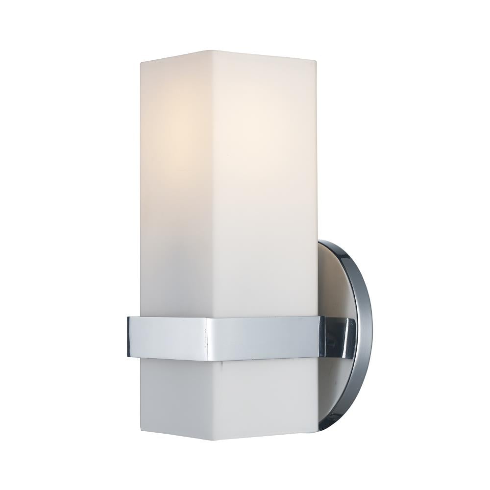 Lucid Lighting 3.25 in Wide Indoor Armed Wall Sconce, 1-Light, Simple Rectangular Shape, Blends with Modern and Contemporary Style, White Glass
