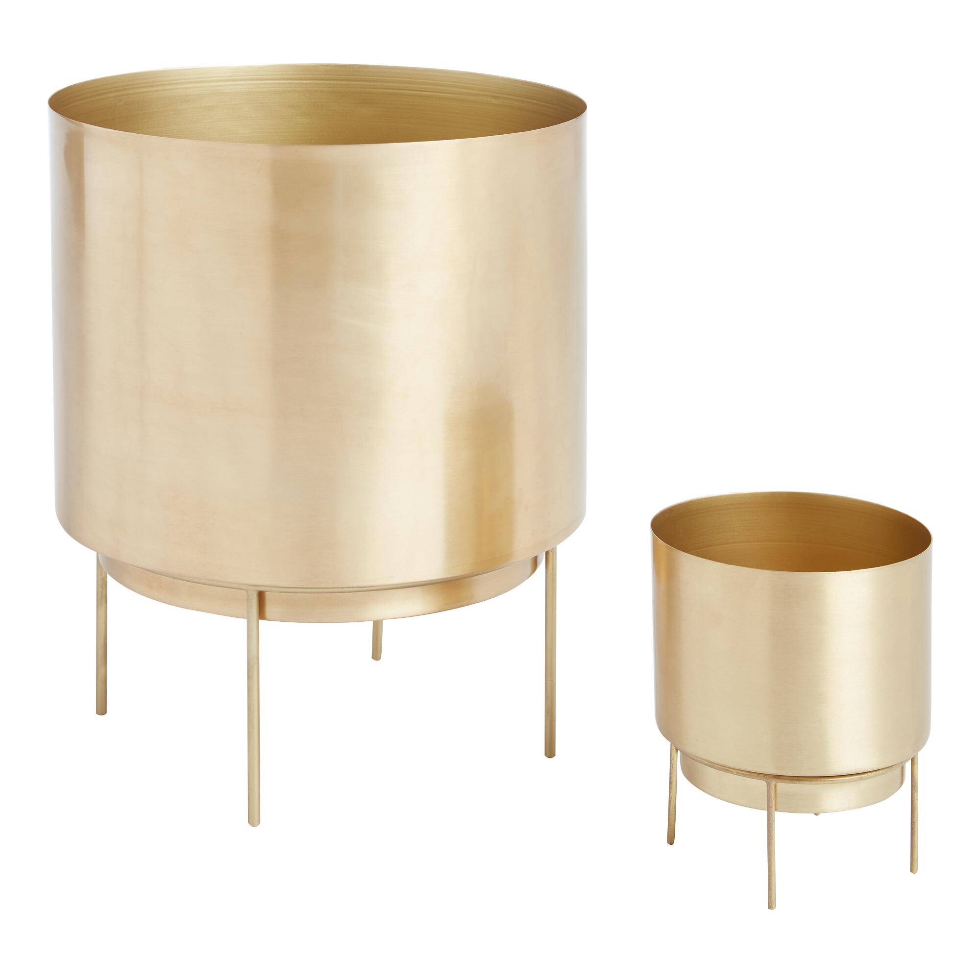 Brushed Gold Planter with Stand - Metal by World Market