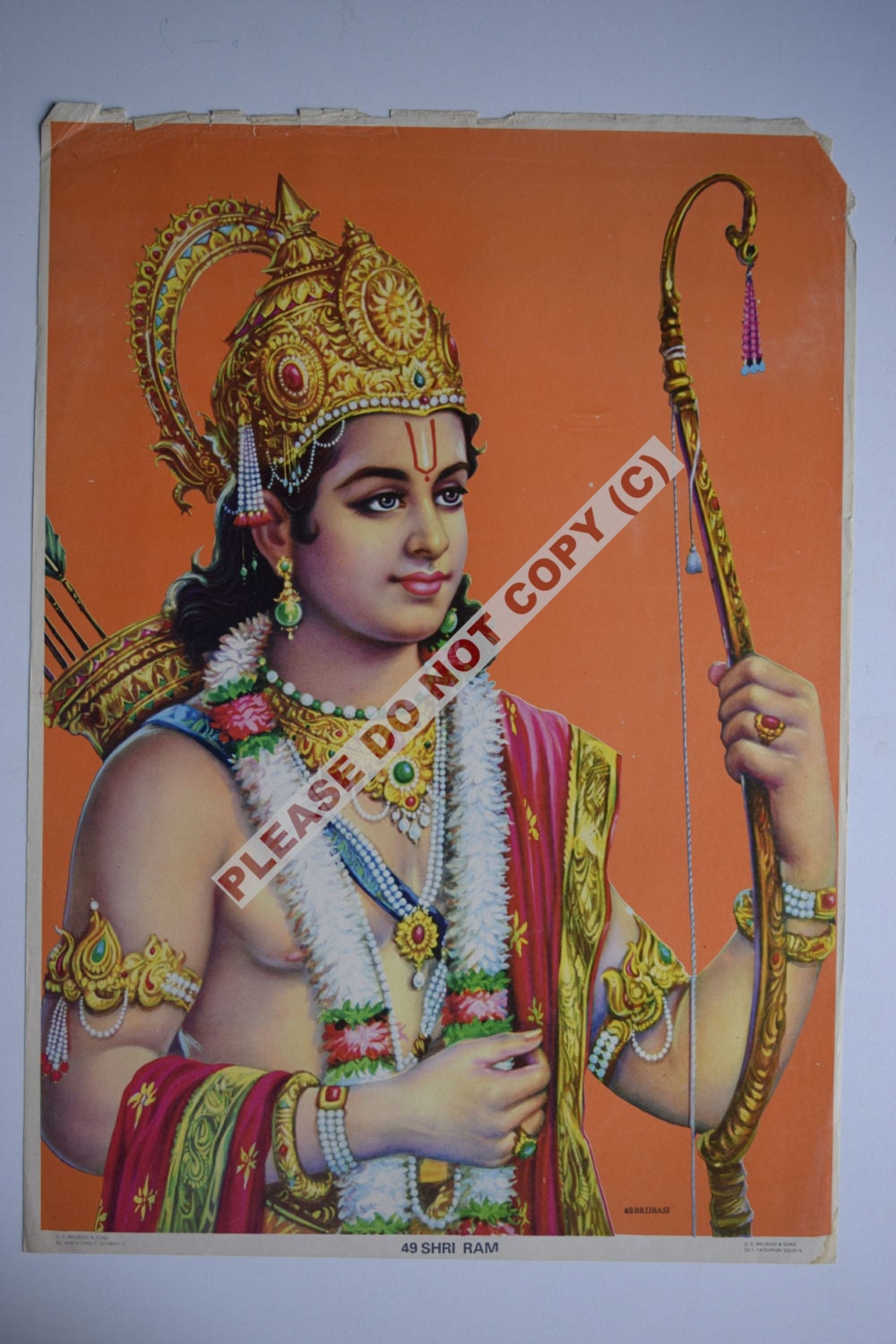 Ramayana Lord Rama Vintage India Mythological Old Religious Hindu Litho Print, 1900S 20x14 Inches Art Print #3456