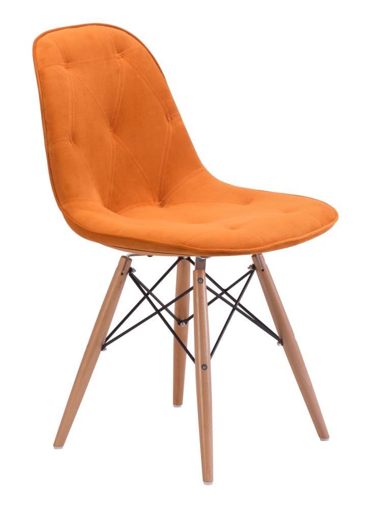 Zuo Modern Probability Contemporary/Modern Polyester/Polyester Blend Upholstered Dining Side Chair (Wood Frame) in Orange | 104158