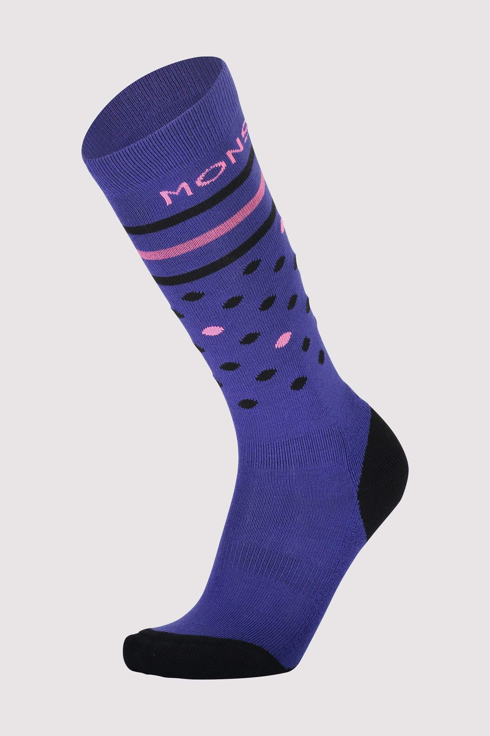 Mons Royale Women's Lift Access Sock - Merino Wool, Ultra Blue / Pink / M (38-40)