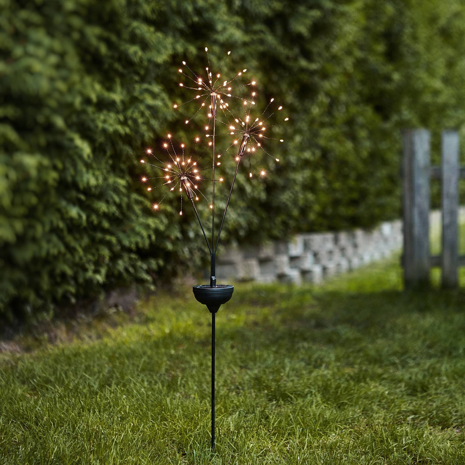 Firework-LED-valaisin, maapiikki, 3-lamppuinen