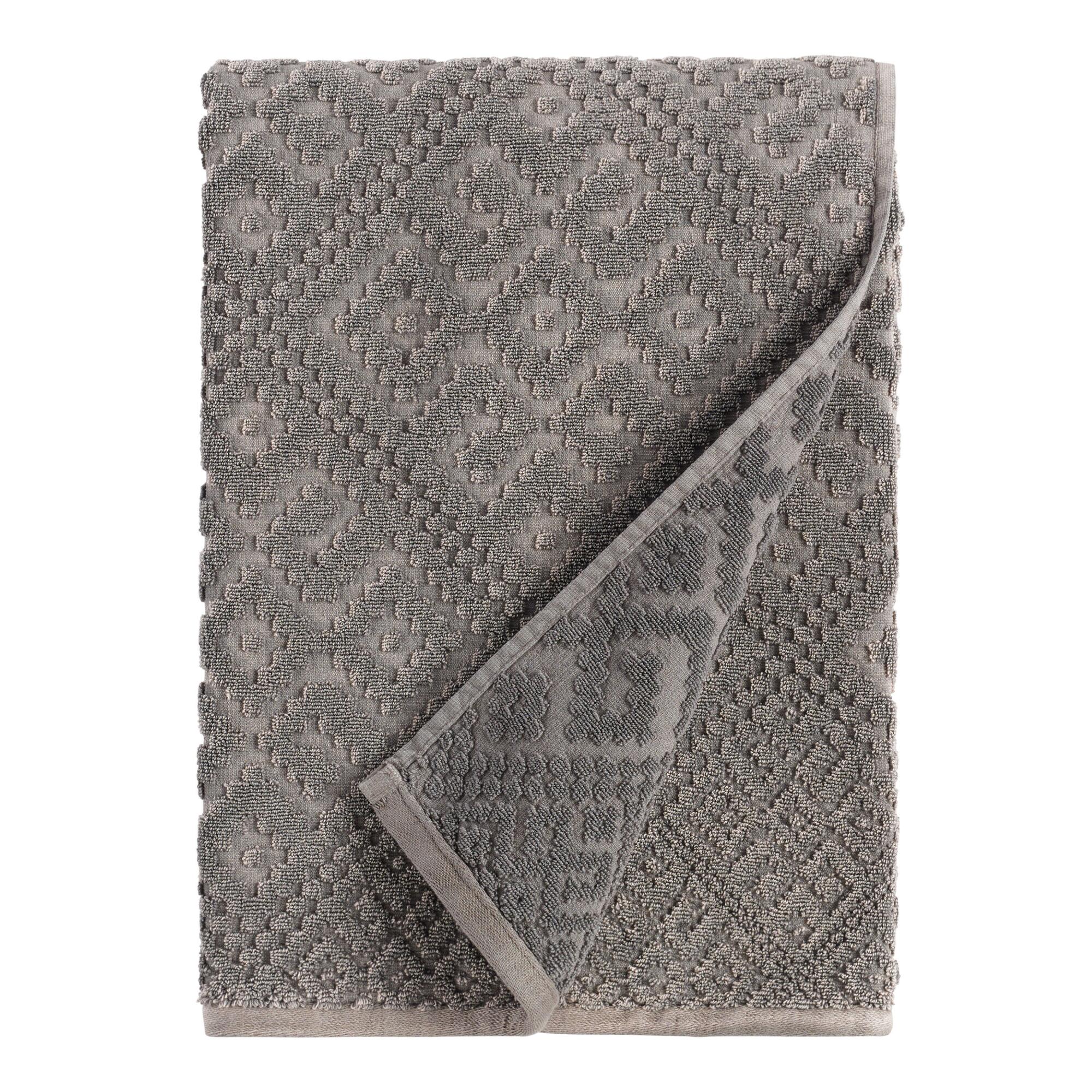 Charcoal Gray Geo Nova Bath Towel - Cotton by World Market