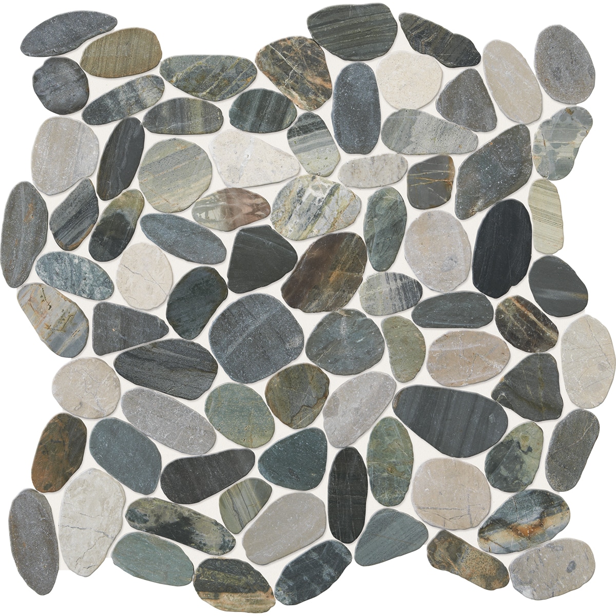 American Olean Delfino Stone Paradise Blend 12-in x 12-in Honed Natural Stone Pebble Tile | DG76PEBMSCC1P