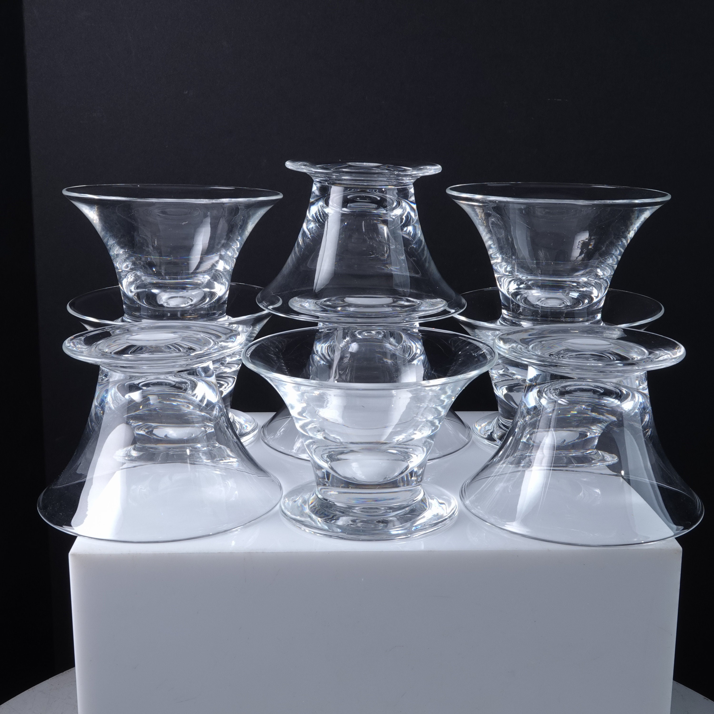 steuben Mid Century Modern Fruit/Seafood Cocktail Glasses American Art Crystal Set Of | 9